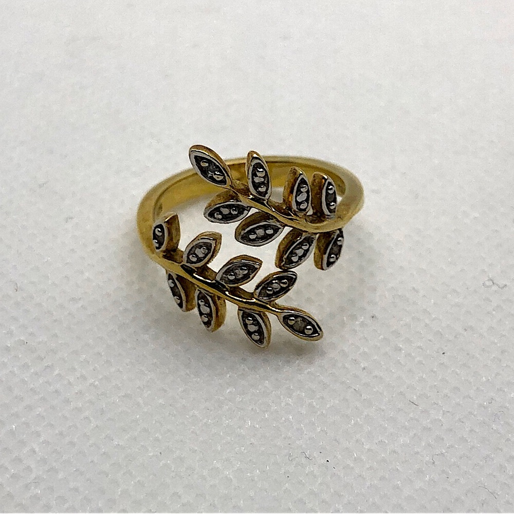 .925 Gold Plate Open Vine Ring